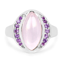 Load image into Gallery viewer, 3.57 Carat Genuine Rose Quartz And Amethyst .925 Sterling Silver Ring
