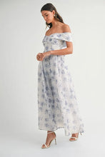 Load image into Gallery viewer, Floral Printed Off Shoulder Maxi Dress – Chic Off Shoulder Maxi Dress, Vibrant Floral Print, Beach Vacation Dress, Casual Summer Maxi Dress
