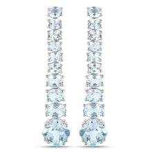 Load image into Gallery viewer, 18K White Gold Plated 8.52 Carat Genuine Blue Topaz .925 Sterling Silver Earrings
