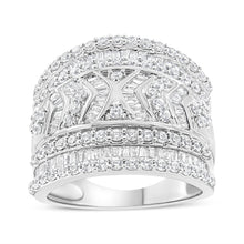 Load image into Gallery viewer, .925 Sterling Silver 2.0 Cttw Diamond Edge Multi-Row Ring Band ( J-K Color, I3 Clarity) - Ring Size 7
