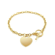 Load image into Gallery viewer, Toggle Bracelet with Heart Charm in 14k Yellow Gold
