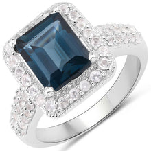 Load image into Gallery viewer, 5.03 Carat Genuine London Blue Topaz and White Topaz .925 Sterling Silver Ring
