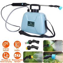 Load image into Gallery viewer, 5L/1/3 Gallon Electric Plant Sprayer Telescopic Rechargeable with 3 Spray Sprouts
