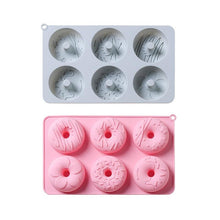 Load image into Gallery viewer, 6 Cells Large Size Cake Molds Food Grade Material Donuts Mold Baking Tools For Biscuit Dessert Chocolate Mould Silicone Baking Mold Just Pop Out Non-Stick Doughnuts Baking Molds
