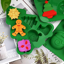 Load image into Gallery viewer, 6 Holes Christmas Tree Silicone Cake Mold Snowflake Christmas Tree Santa Claus Christmas Gift Mold Christmas Decoration Green Christmas Tree Silicone Mold 6 Holes Snowflakes Gingerbread Xmas Stocking Santa Xmas Gift Shaped Chocolate Candy Mold
