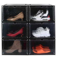 Load image into Gallery viewer, 6-Pack: Collapsible Shoe Box Stackable Shoe Storage Bin with Magnetic Door

