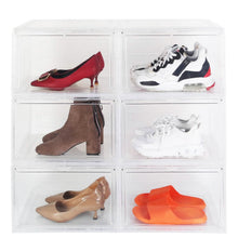Load image into Gallery viewer, 6-Pack: Collapsible Shoe Box Stackable Shoe Storage Bin with Magnetic Door
