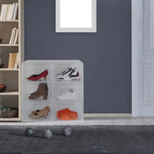 Load image into Gallery viewer, 6-Pack: Collapsible Shoe Box Stackable Shoe Storage Bin with Magnetic Door
