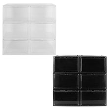 Load image into Gallery viewer, 6-Pack: Collapsible Shoe Box Stackable Shoe Storage Bin with Magnetic Door
