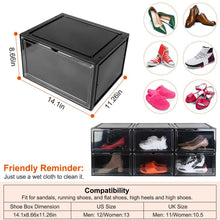 Load image into Gallery viewer, 6-Pack: Collapsible Shoe Box Stackable Shoe Storage Bin with Magnetic Door
