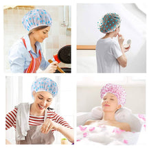 Load image into Gallery viewer, 6-Pack: Reusable Shower Caps Elastic Band Bath Hair Hat
