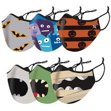 Load image into Gallery viewer, 6-Pack: Two-Layer Reusable Halloween Kids Face Mask With Adjustable Earloop
