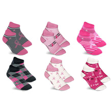Load image into Gallery viewer, 6-Pairs: Breast Cancer Awareness Ankle Compression Socks
