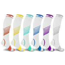 Load image into Gallery viewer, 6-Pairs: Ultra V-Striped Knee-Length Compression Socks

