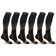 Load image into Gallery viewer, 6-Pairs: Ultra V-Striped Knee-Length Compression Socks

