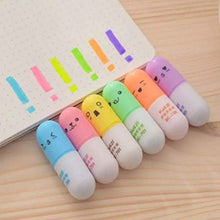 Load image into Gallery viewer, 6-Piece: Cute Pill Shape Mini Highlighter Marker
