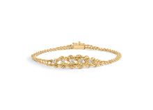 Load image into Gallery viewer, 10K Yellow Gold 1/4 Cttw Round-Cut Diamond Basket Weave Rope Chain Style 7" Bracelet (H-I Color, I1-I2 Clarity)
