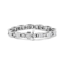 Load image into Gallery viewer, 14K White Gold 5.0 Cttw Princess Cut Diamond Invisible Set Alternating Size D Shaped Links Tennis Bracelet (H-I Color, SI2-I1 Clarity) - 7â€
