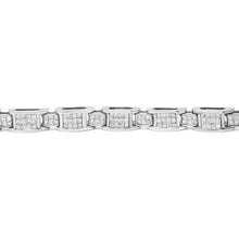Load image into Gallery viewer, 14K White Gold 5.0 Cttw Princess Cut Diamond Invisible Set Alternating Size D Shaped Links Tennis Bracelet (H-I Color, SI2-I1 Clarity) - 7â€
