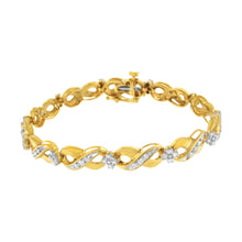Load image into Gallery viewer, 10K Yellow Gold Round-Cut Diamond Infinite Love Bracelet (1.00 cttw, I-J Color, I2-I3 Clarity)

