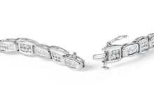 Load image into Gallery viewer, 14K White Gold 2-1/2 Cttw Round-Brilliant &amp; Baguette Cut Diamond 7" Alternating Flared Links Tennis Bracelet (H-I Color, SI1-SI2 Clarity)
