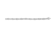 Load image into Gallery viewer, 14K White Gold 2-1/2 Cttw Round-Brilliant &amp; Baguette Cut Diamond 7" Alternating Flared Links Tennis Bracelet (H-I Color, SI1-SI2 Clarity)
