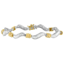 Load image into Gallery viewer, Original Classics 10K Two-Tone Gold Baguette Cut Diamond Spiral Bracelet (2.00 cttw, H-I Color, I1-I2 Clarity)

