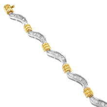 Load image into Gallery viewer, Original Classics 10K Two-Tone Gold Baguette Cut Diamond Spiral Bracelet (2.00 cttw, H-I Color, I1-I2 Clarity)
