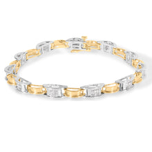 Load image into Gallery viewer, 14K Two-Tone Gold 1.00 Cttw Princess-Cut Diamond Chain Link 7" Bracelet (H-I Color, SI1-SI2 Clarity)
