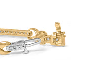Load image into Gallery viewer, 10K Yellow Gold 1.00 Cttw Pave Set Diamond Bar and  X-Link 7" Bracelet (I-J Color, I3 Quality)
