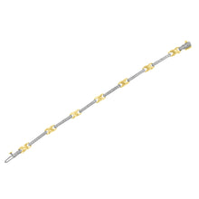 Load image into Gallery viewer, 10K Yellow Gold 1.00 Cttw Pave Set Diamond Bar and  X-Link 7" Bracelet (I-J Color, I3 Quality)
