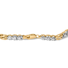 Load image into Gallery viewer, 10k Yellow Gold 1.00 Cttw Diamond 3 Stone Link Bracelet (I-J Color, I1-I2 Clarity) -7.25" Inches

