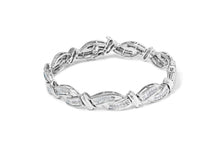 Load image into Gallery viewer, 14K White Gold 4.0 Cttw Invisble Set Princess-Cut Diamond Wave Style Link Bracelet (H-I Color, SI2-I1 Clarity) - 7"
