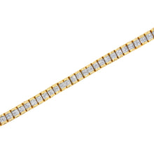 Load image into Gallery viewer, 14K Yellow Gold 3.0 Cttw Princess Cut Quad Invisible Set Tennis Bracelet (H-I Color, SI1-SI2 Clarity) - 7â€
