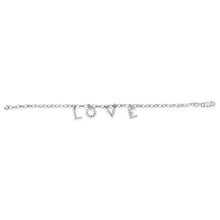 Load image into Gallery viewer, 10k White Gold 1/6 Cttw Diamond "Love" Charm Cable Chain Bracelet (H-I Color, I1-I2 Clarity) - 7"
