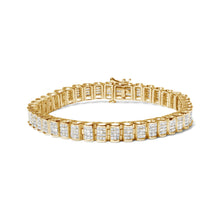 Load image into Gallery viewer, 14K Yellow Gold 5.0 Cttw Invisible Set Princess-cut Diamond Buckle Link Tennis Bracelet (H-I Color, SI2-I1 Clarity) - Size 7.25"
