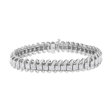 Load image into Gallery viewer, 14K White Gold 5.0 Cttw Princess Cut Diamond 7" Invisible Set Wavy S-Link Tennis Bracelet (G-H Color, SI1-SI2 Clarity)
