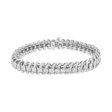 Load image into Gallery viewer, 14K White Gold 5.0 Cttw Princess Cut Diamond 7" Invisible Set Wavy S-Link Tennis Bracelet (G-H Color, SI1-SI2 Clarity)
