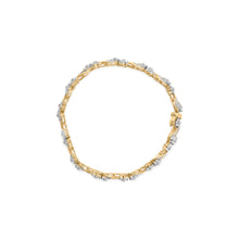 Load image into Gallery viewer, 10k Yellow Gold 3.00 Cttw Round-Cut and Baguette-Cut Floral Link 7.25" Bracelet (I-J Color, I1-I2 Clarity)
