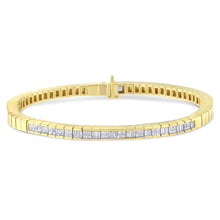 Load image into Gallery viewer, 14K Yellow Gold 1-1/10 Cttw Princess &amp; Baguette Cut Diamond 7" Alternating Stone Eternity Tennis Bracelet (G-H Color, VS1-VS2 Clarity)
