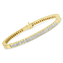 Load image into Gallery viewer, 14K Yellow Gold 1-1/10 Cttw Princess &amp; Baguette Cut Diamond 7" Alternating Stone Eternity Tennis Bracelet (G-H Color, VS1-VS2 Clarity)
