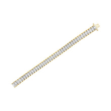 Load image into Gallery viewer, 14K Yellow and White Gold 5.0 Cttw Round &amp; Baguette Cut Diamond 7" Reflective Tennis Bracelet (H-I Color, I1-I2 Clarity)
