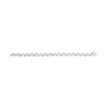 Load image into Gallery viewer, 10k Yellow Gold 5.00 Cttw Round-Cut and Baguette-Cut Diamond Floral Link 7.25" Bracelet (I-J Color, I2-I3 Clarity)
