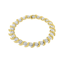 Load image into Gallery viewer, 10K Yellow Gold 4.00 Cttw Round-Cut Diamond Floral Link 7.5" Bracelet (H-I Color, I2-I3 Clarity)
