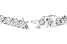 Load image into Gallery viewer, 10K White Gold 1 1/2 Cttw Diamond Alternating Diamond and X-Link 7.5" Tennis Bracelet (H-I Color, I2-I3 Clarity)
