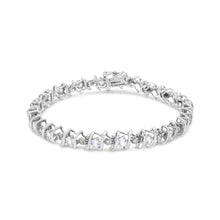 Load image into Gallery viewer, .925 Sterling Silver, Lab-Grown Gemstone and 4 Cttw Round Diamond Tennis Bracelet (H-I Color, I1-I2 Clarity) - Created Blue Sapphire, September Birthstone
