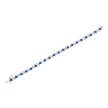 Load image into Gallery viewer, .925 Sterling Silver, Lab-Grown Gemstone and 4 Cttw Round Diamond Tennis Bracelet (H-I Color, I1-I2 Clarity) - Created Blue Sapphire, September Birthstone
