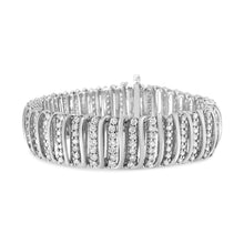 Load image into Gallery viewer, .925 Sterling Silver 8 1/2 Cttw Diamond 7 Row Chevron "S" Curved Link Tennis Bracelet (I-J color, I1-I2 clarity) - 7.25"
