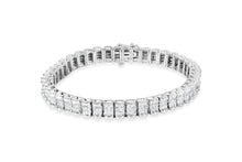 Load image into Gallery viewer, 14K White Gold 5.00 Cttw Invisible Set Princess-Cut Diamond Belt and Buckle Tennis 7" Bracelet (H-I Color, SI1-SI2 Clarity)

