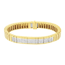 Load image into Gallery viewer, 14K Yellow Gold 3 5/8 cttw Invisible Set Princess-Cut Diamond ID Tennis Bracelet (I-J Color, SI1-SI2 Clarity) - Size 7"
